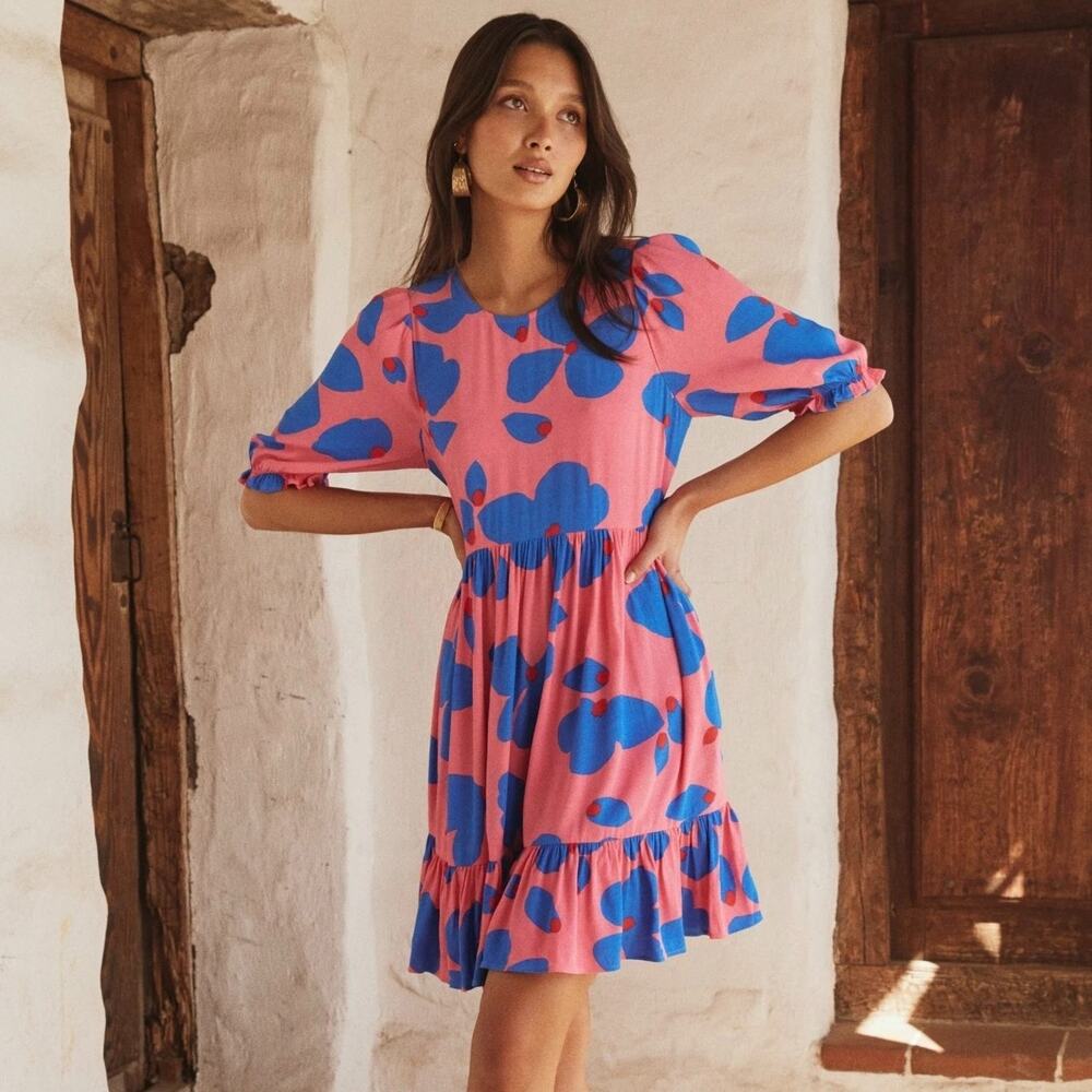 Mister Zimi Lottie Tiered Mini Shift Dress in Sapphire Rose size AU 10, US 6